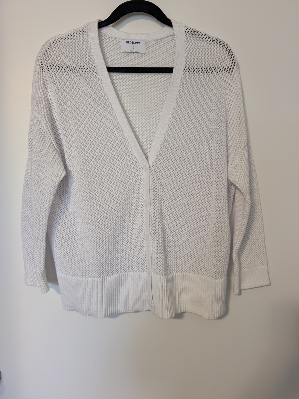 Old Navy White Open-Knit Button Front Cardigan – Women’s XL